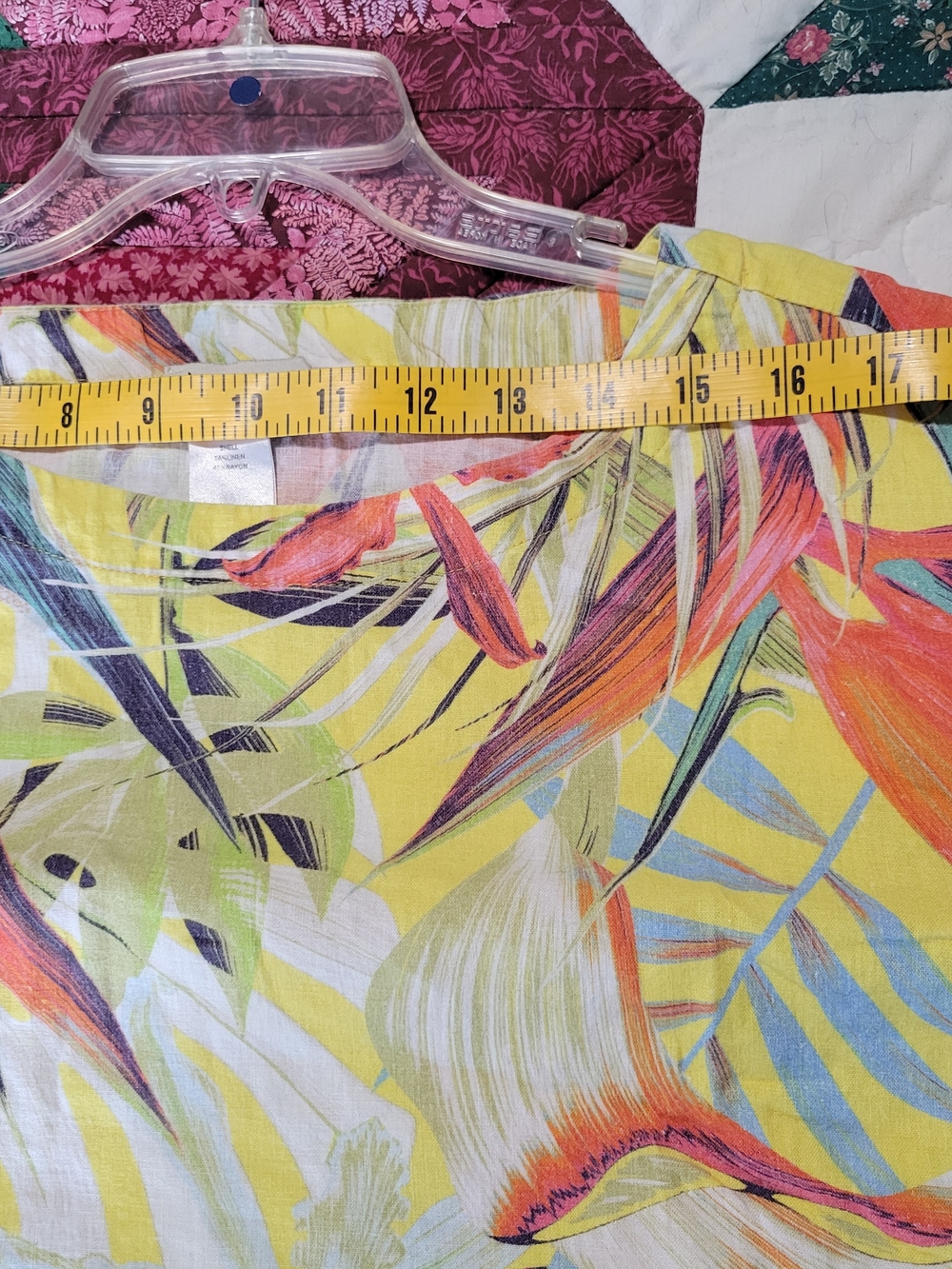 à la carte Linen Yellow Floral Tunic Top Sz Xl - Picture 8 of 10